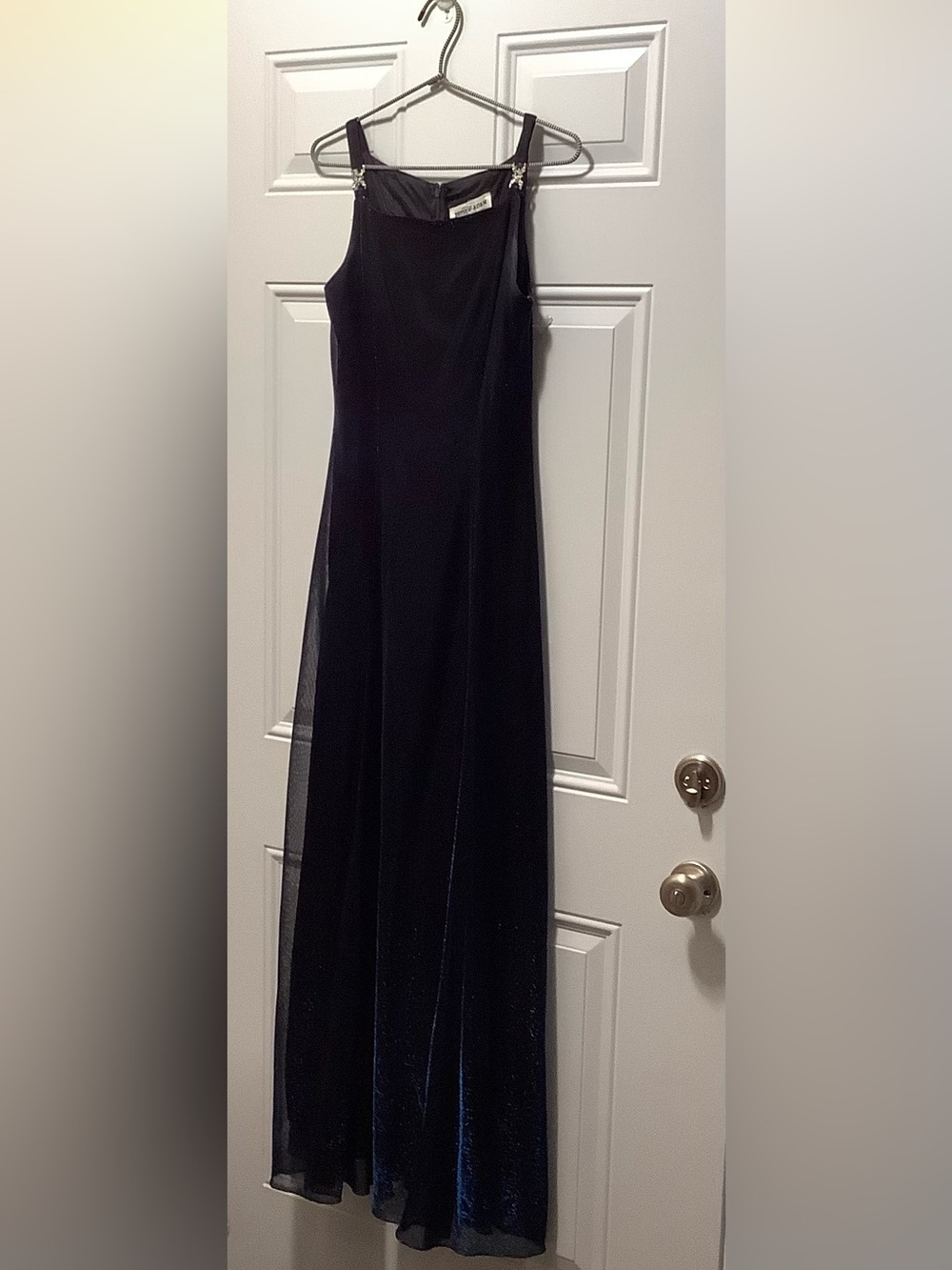 Betsy & Adam| VTG Blue Iridescent Black Lined 4* Formal Wedding Guest Dress Prom - Picture 9 of 10